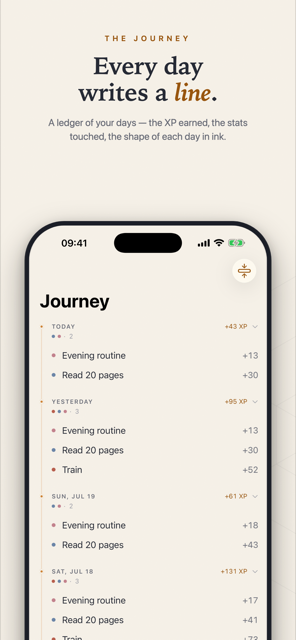 The Journey timeline — your days as a story