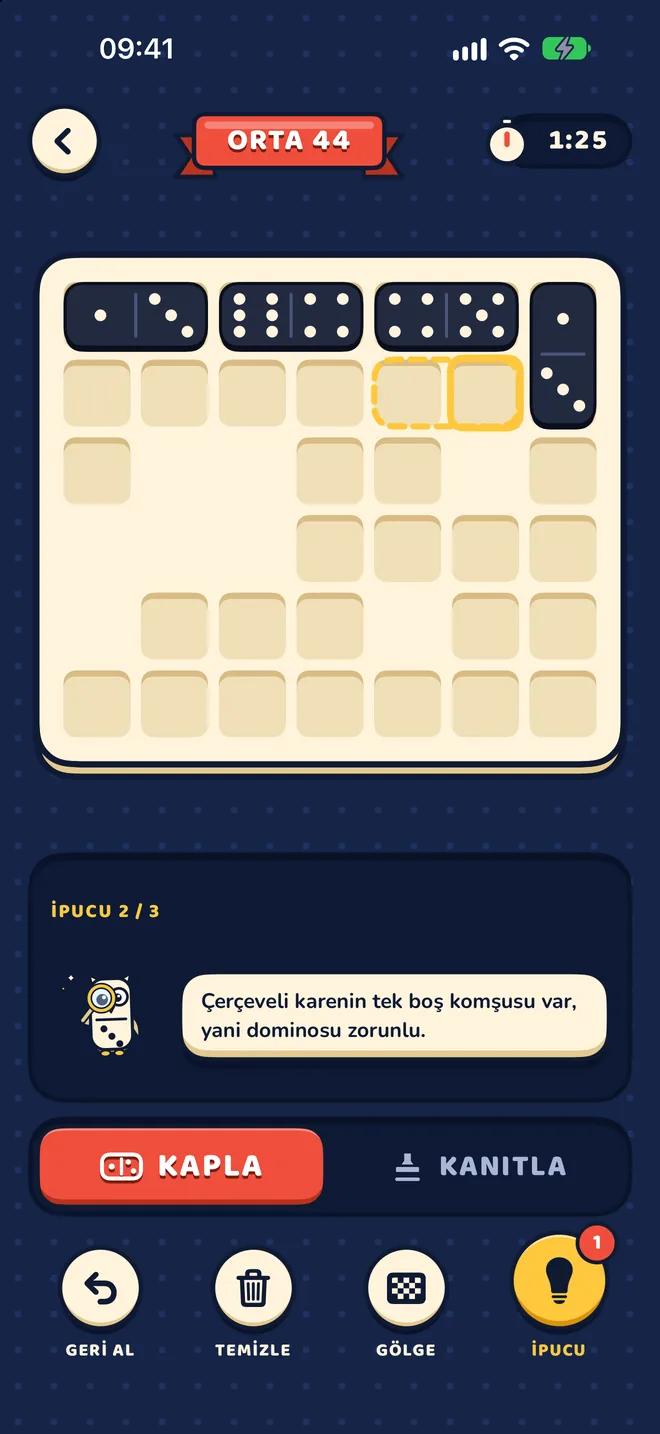 Baykuştan 3 ipucundan 2.si: dominosu zorunlu olan bir kare çerçevelenmiş